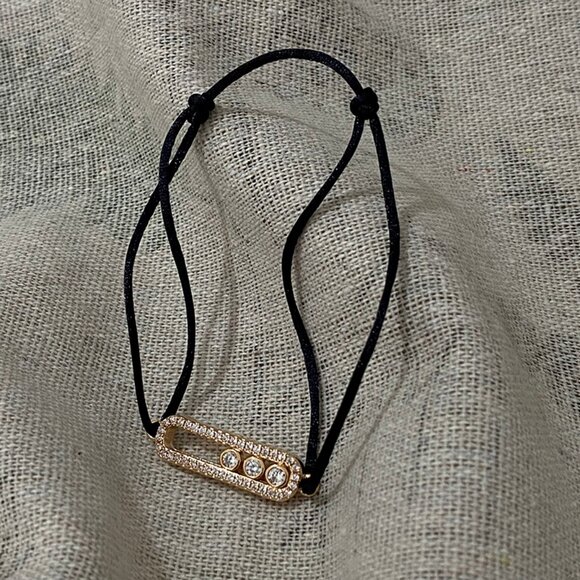 Messika Black Bracelet With Diamond Pendant - Picture 2 of 6